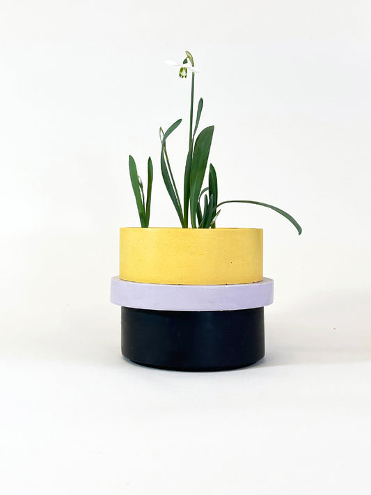 Totemico Large Pot- Yellow, Lilac and Black