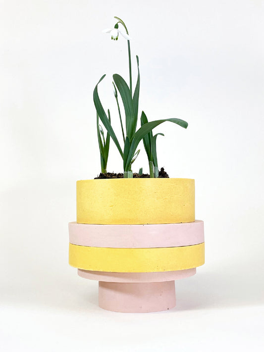 Totemico Large Pot- Yellow and Blush Pink