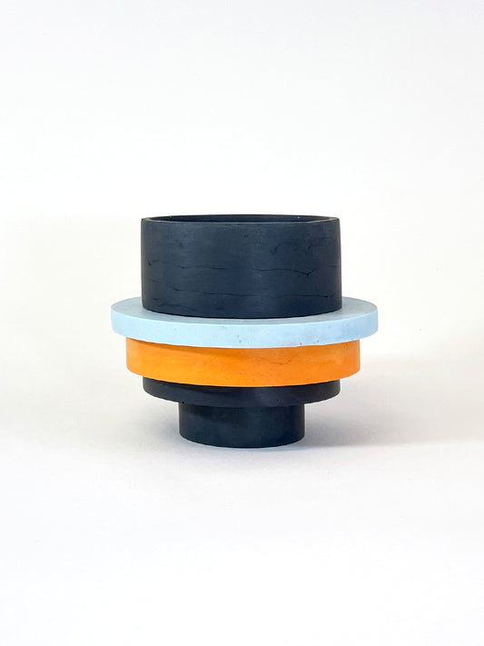 Totemico Medium Pot- Black, Blue and Orange