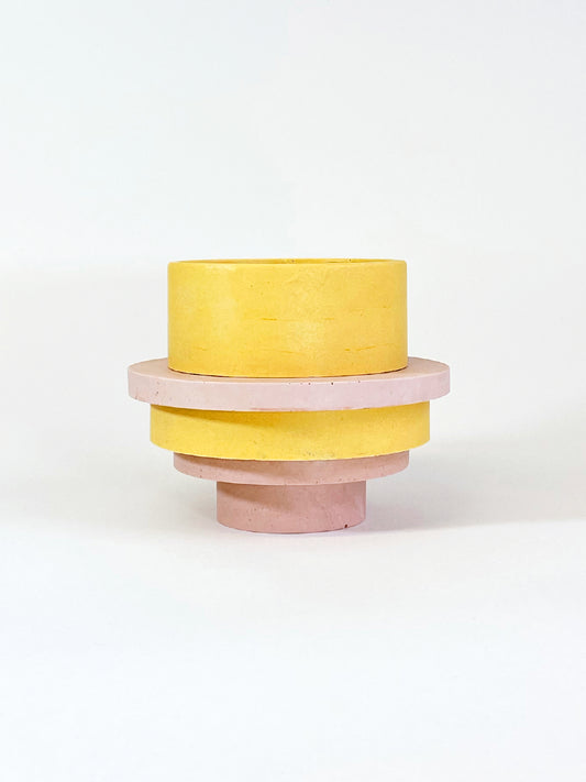 Totemico Medium Pot- Blush Pink and Yellow